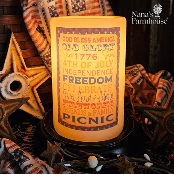 American Freedom Banner Candle Sleeve - Antique Vanilla