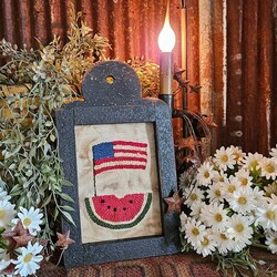 Distressed Frame Needle Punch Flag with Watermelon - 11.5"