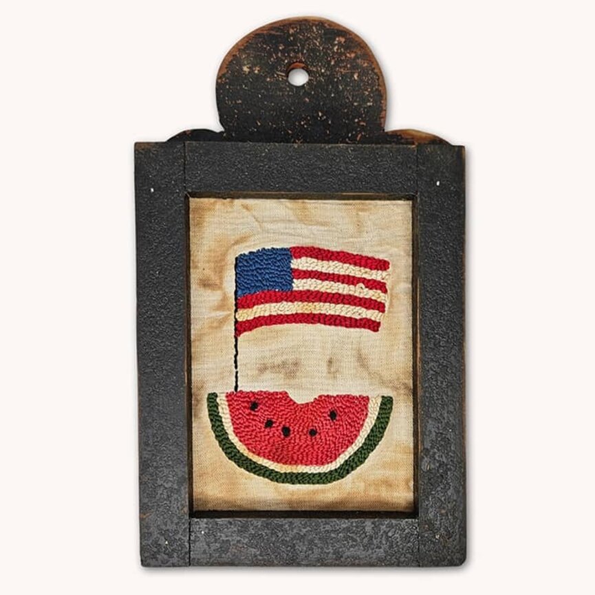 Distressed Frame Needle Punch Flag with Watermelon - 11.5"