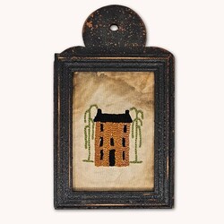 Distressed Frame Needle Punch House with Trees - 11.5"