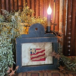 Distressed Frame Needle Punch American Flag - 10.5" x 8.75"