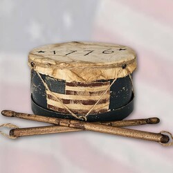 1776 Drum with Flag and Drum Sticks - 9" x 5"