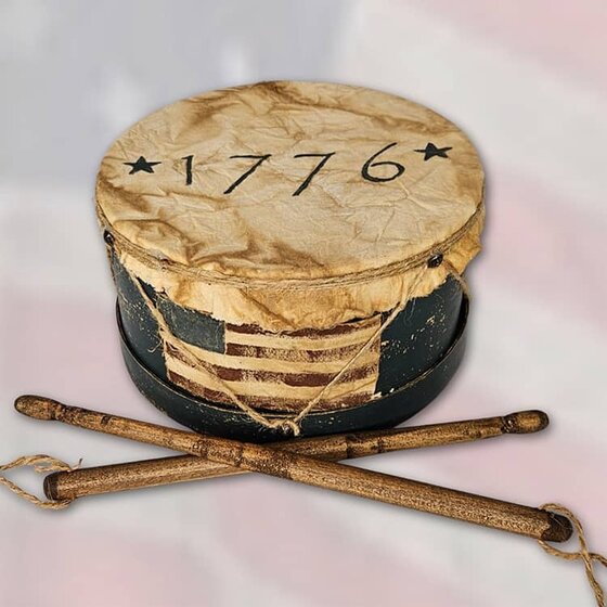 1776 Drum with Flag and Drum Sticks