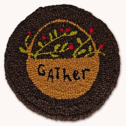 Needle Punch Gather Mat Basket with Flowers Round - 8"