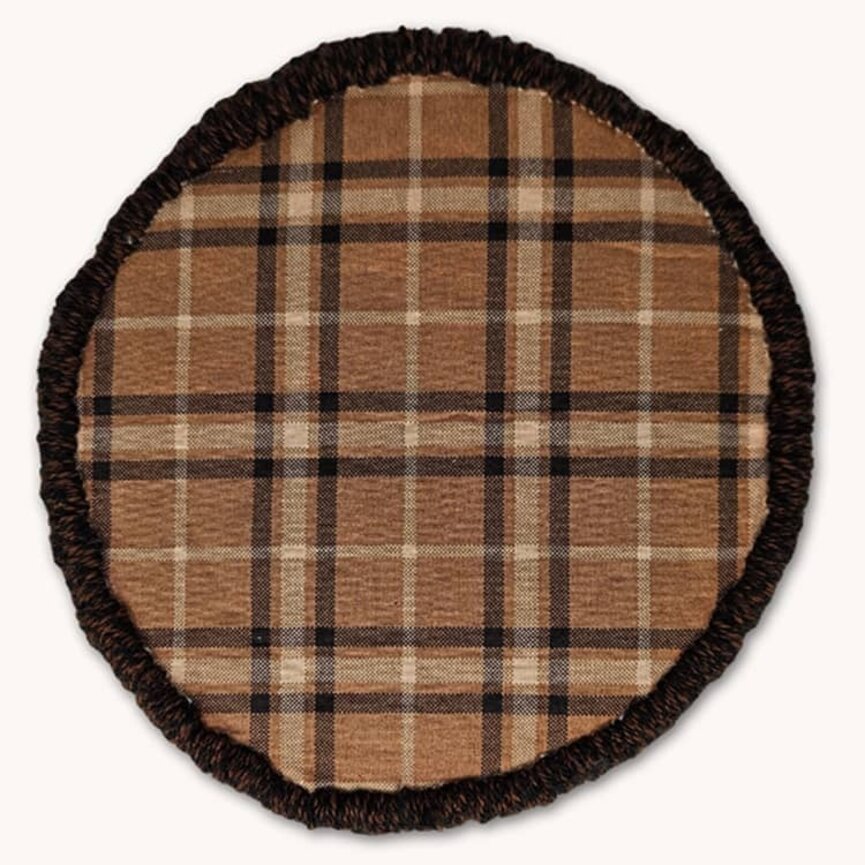 Needle Punch Gather Mat Basket with Flowers Round - 8"