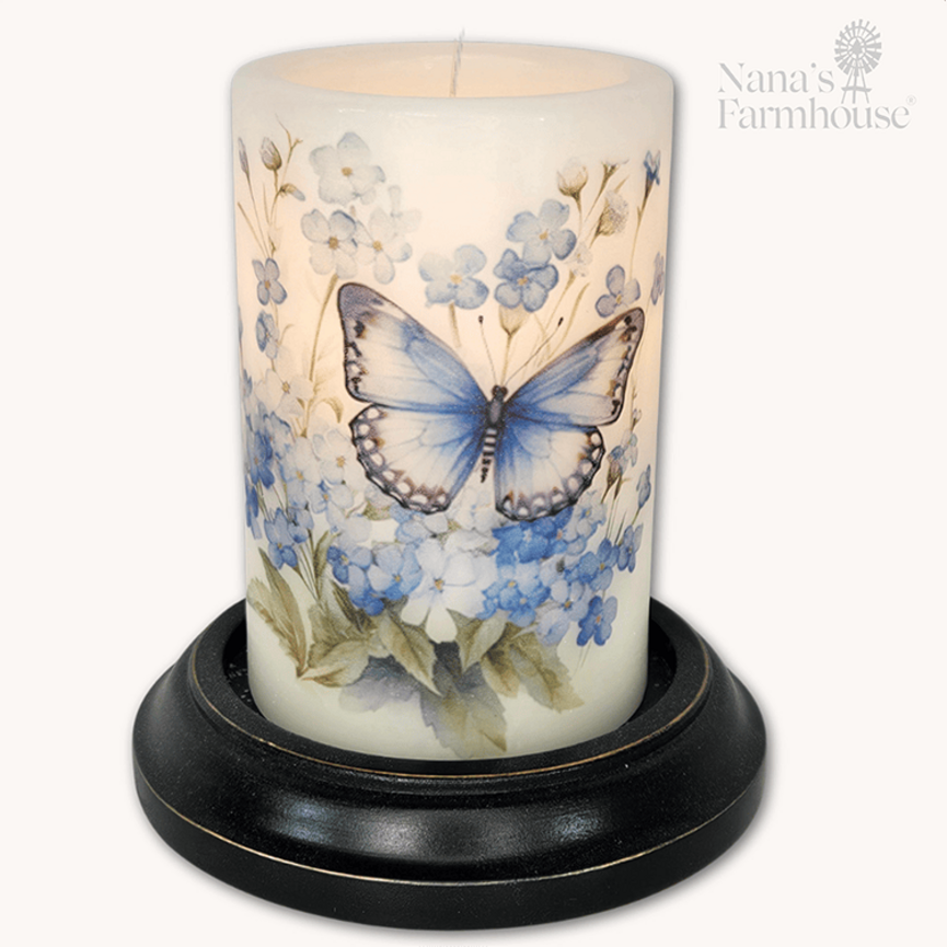 Forget Me Not Butterfly Candle Sleeve - Vanilla