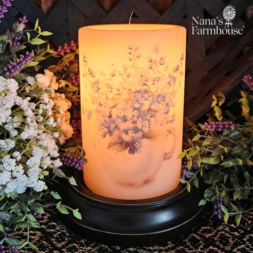 Forget Me Not Cup Candle Sleeve - Antique Vanilla
