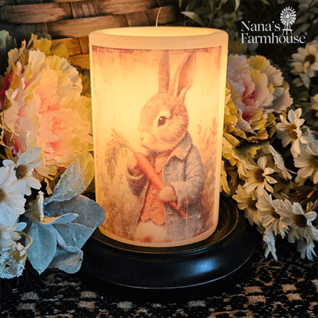 Blue Denim Hare Candle Sleeve - Vanilla