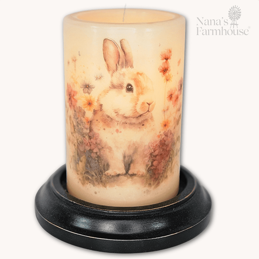 Meadow Flower Bunny Candle Sleeve - Antique Vanilla