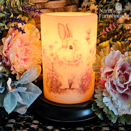 Meadow Flower Bunny Candle Sleeve - Antique Vanilla