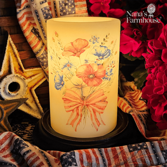 Patriotic Bouquet Bow Candle Sleeve - Vanilla