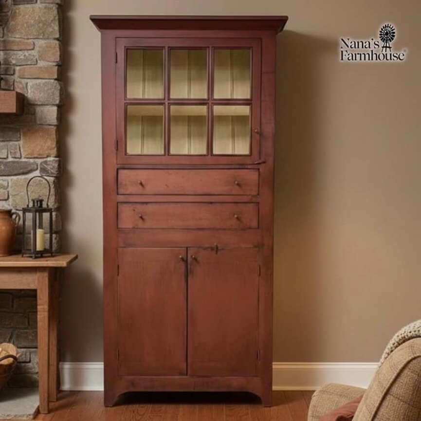 Kenny Cupboard Two Drawer - Red Over Black