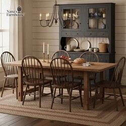 Farmhouse Hutch Black Over Red - 81"