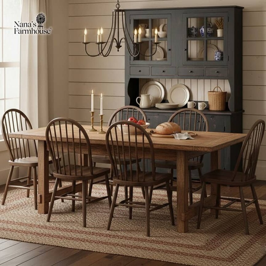 Farmhouse Hutch Black Over Red - 81"