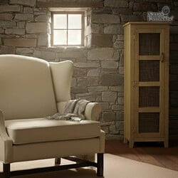 Wire Mesh Cabinet Rough Sawn Stained Top Pewter