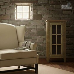 Rough Sawn One 6 Pane Glass Door Cabinet Barnwood Top Pewter 44 T x 22 W x 12.5 D