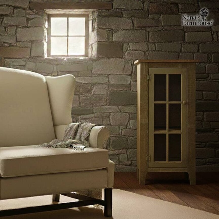 Rough Sawn One 6 Pane Glass Door Cabinet Barnwood Top Pewter 44 T x 22 W x 12.5 D