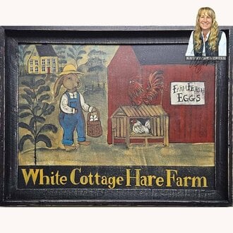 White Cottage Hare Farm Original Artwork