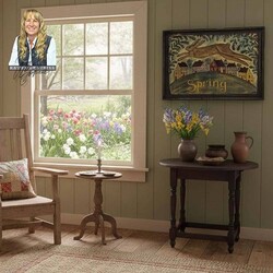 Kathy Graybill Hand Painted Spring Rabbit Original Artwork - 21" x 27"