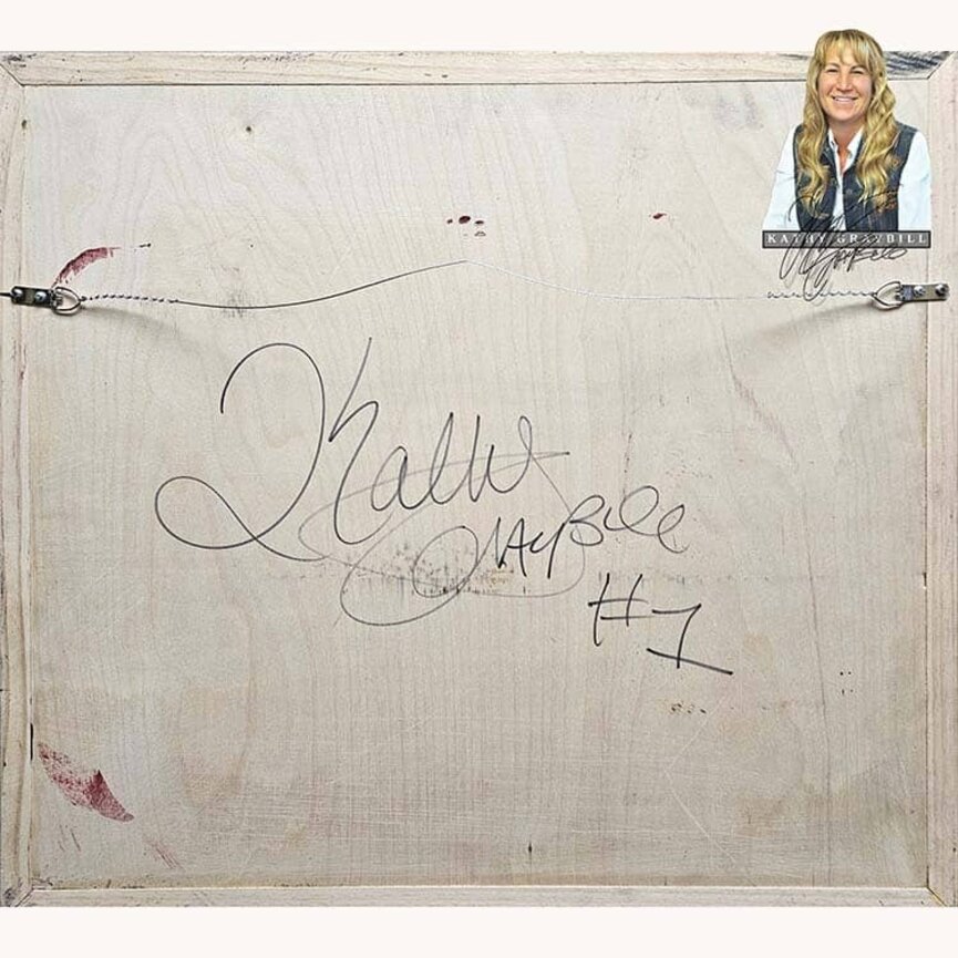 Kathy Graybill Hand Painted We The People with Flag Original Artwork - 23.5" x 21.5"