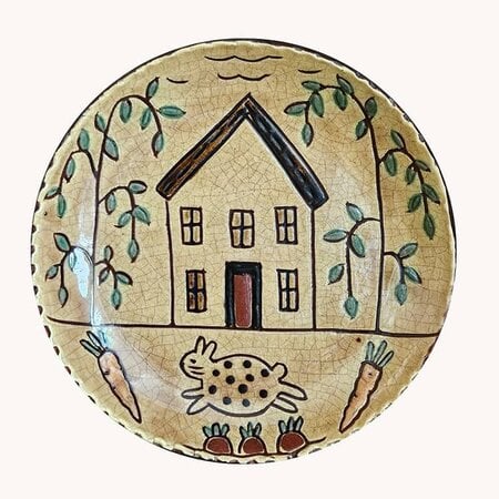 Cottage House with Bunny Round Plate