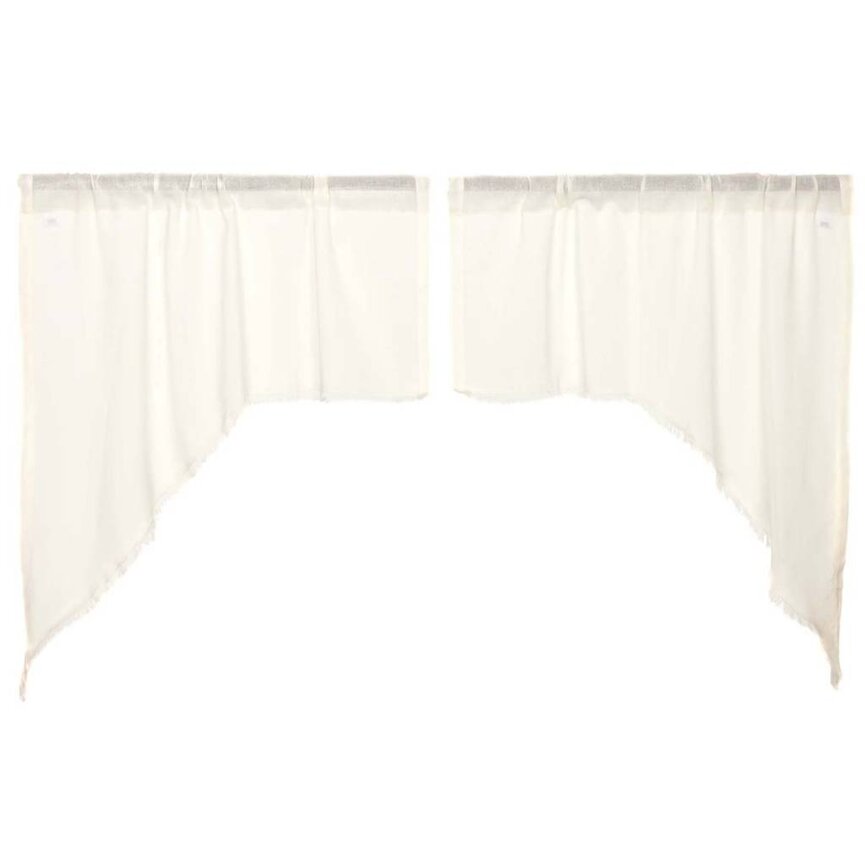 Tobacco Cloth Swag Fringed Set of 2