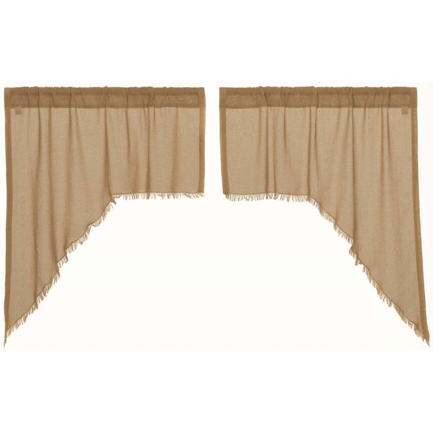 Tobacco Cloth Swag Fringed Set of 2