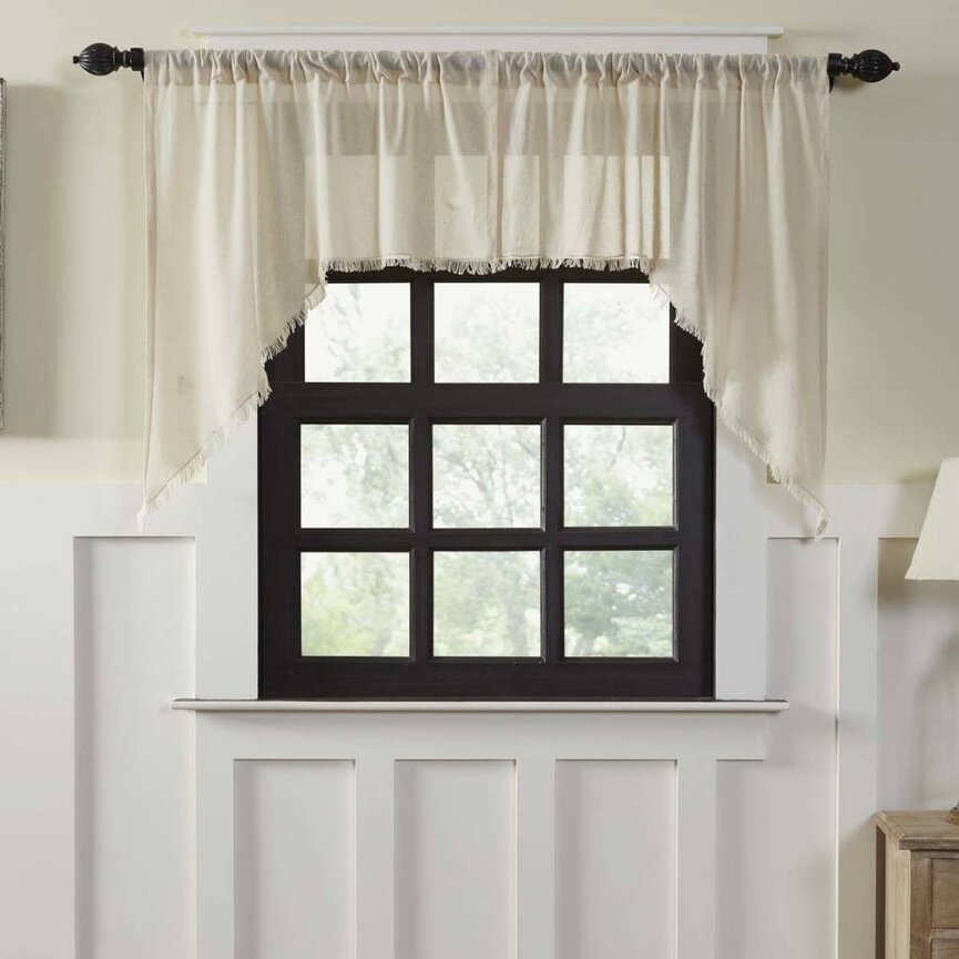 Tobacco Cloth Swag Fringed Set of 2