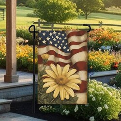 Americana Daisy Double Sided Garden Flag 12.5 W x 17.25 T