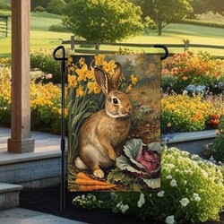Garden Rabbit Double Sided Garden Flag - 12.5 W x 17.25 T