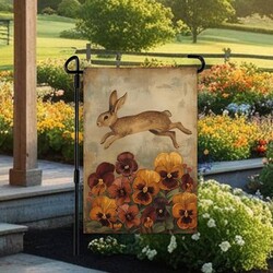 Leaping Rabbit Double Sided Garden Flag - 12.5 W x 17.25 T