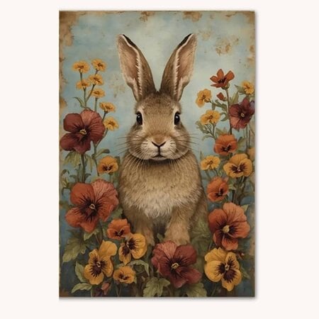 Bunny & Pansies Garden Flag