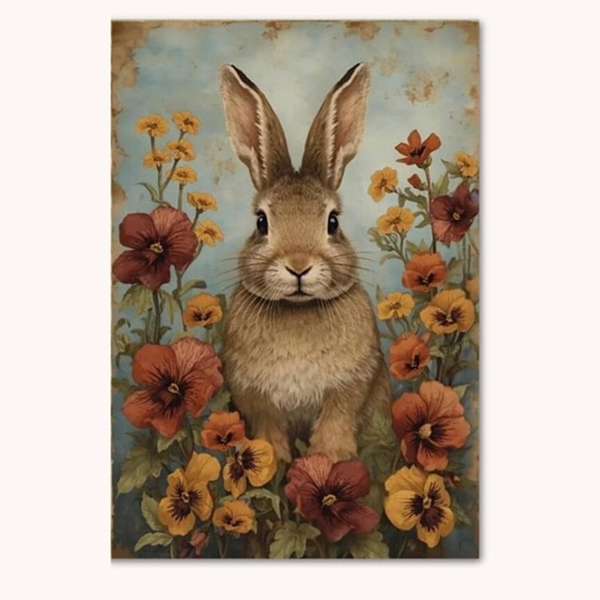 Bunny & Pansies Double Sided Garden Flag - 12.5 W x 17.25 T