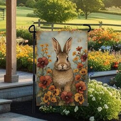 Bunny & Pansies Double Sided Garden Flag - 12.5 W x 17.25 T