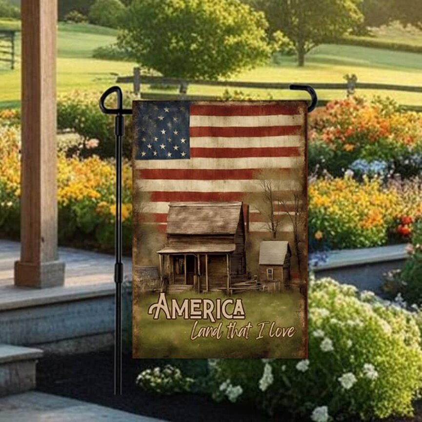 Log Cabin America Double Sided Garden Flag - 12.5 W x 17.25 T
