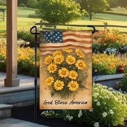 God Bless America Daisy Double Sided Garden Flag - 12.5" x 17.25"