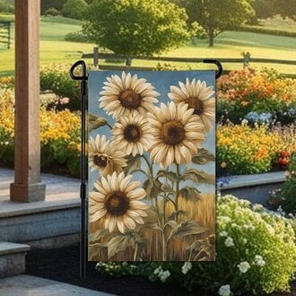 White Sunflowers Garden Flag