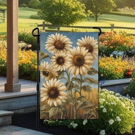 White Sunflowers Garden Flag