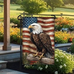 Patriotic Eagle & Flag Double Sided Garden Flag - 12.5" x 17.25"