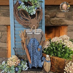Mrs. Gray Rabbit Blue Floral Dress with Chick - 19"
