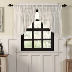 Tobacco Cloth Prairie Swag Fringed - Set of 2