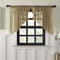 Tobacco Cloth Prairie Swag Fringed - Set of 2