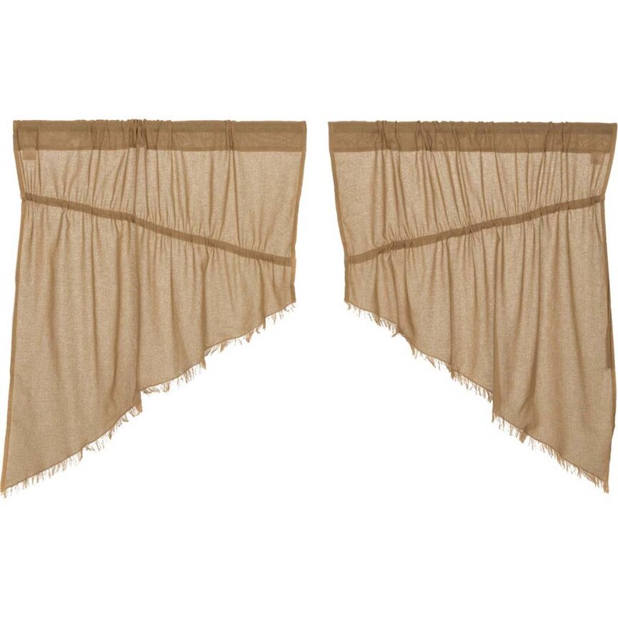 Tobacco Cloth Prairie Swag Fringed - Set of 2