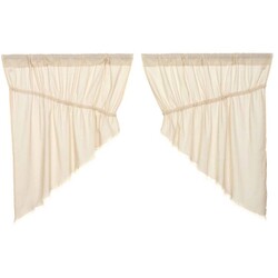 Tobacco Cloth Prairie Swag Fringed - Set of 2