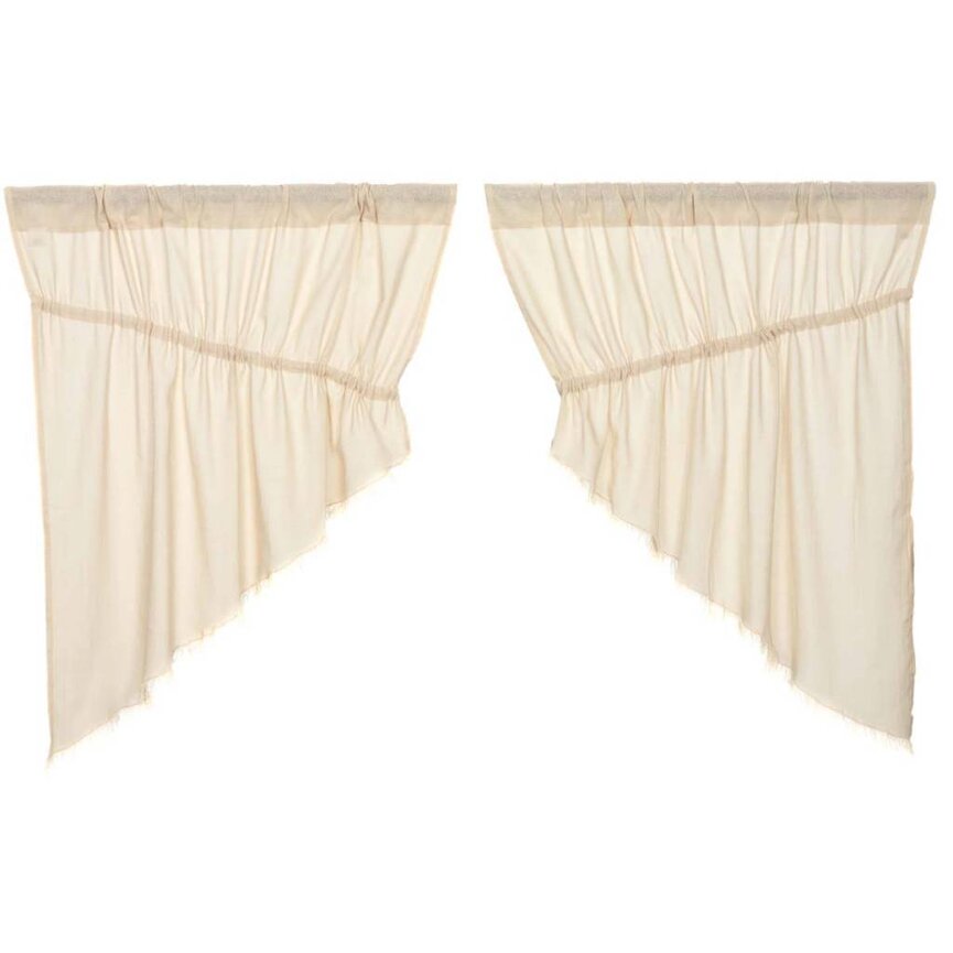 Tobacco Cloth Prairie Swag Fringed - Set of 2