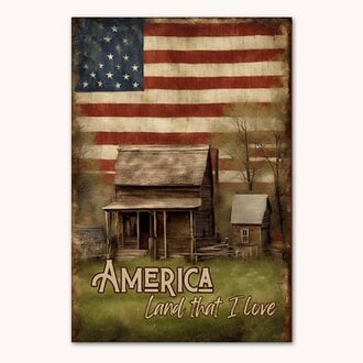 Log Cabin America Garden Flag