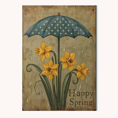 Happy Spring Umbrella Garden Flag