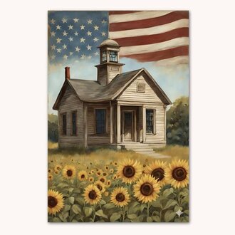 Americana School House Garden Flag