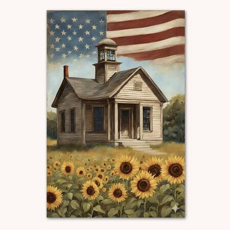 Americana School House Garden Flag