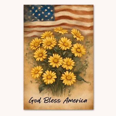 God Bless America Daisy Garden Flag
